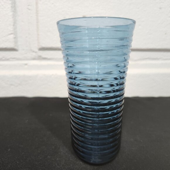 Vintage Set of 6 The Cellar Blue Ribbed Drinking Glasses - Picture 5 of 10